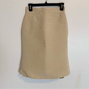 Zac Posen silk knee lenght skirt cream size 4 back zip pleated accent